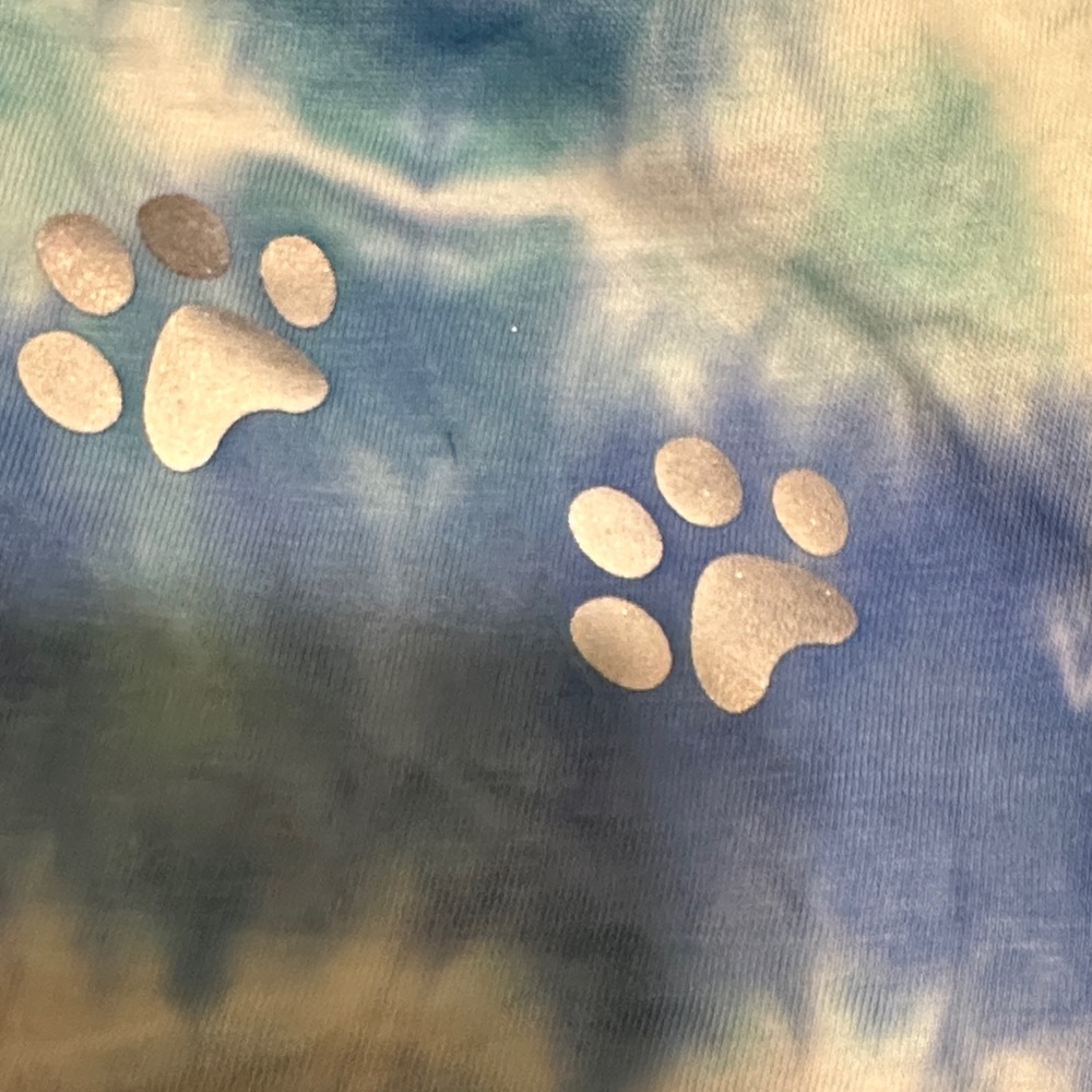 New Blue Tie-Dye Pet T-Shirt with Paw Prints Dog, Cat, Monkey size Medium - Picture 4 of 7